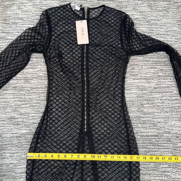 NWT House of CB Black Crystal Fishnet Maxi Dress - Picture 9 of 13